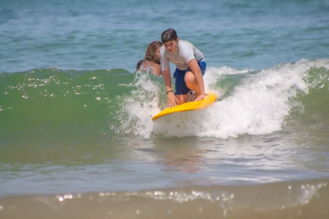 Surf lesson practice on the beach